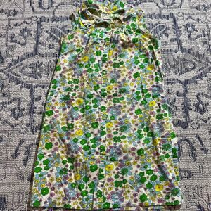 TrueVintage 60's Hippie Mod Flower Print Button Down Midi Blouse Dress Collared